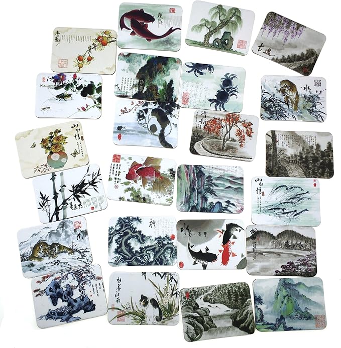 24-pcs Magnetic Fridge Magnets Refrigerator Sticker Scenery Home Decoration Animal Classic cars Accessories Magnetic Paste Arts/Crafts (Chinese ink painting)