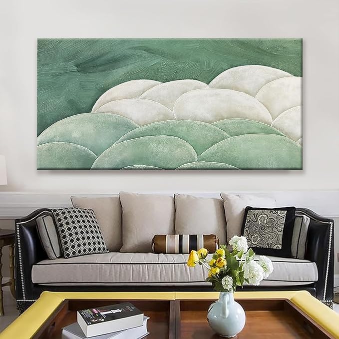 Tsomzxng Large Abstract Wall Art For Living Room Canvas Art Wall Decor Irregular Shapes Green Wall Art Painting Abstract Art Prints Bedroom Office Home Wall Decor 29×58 In