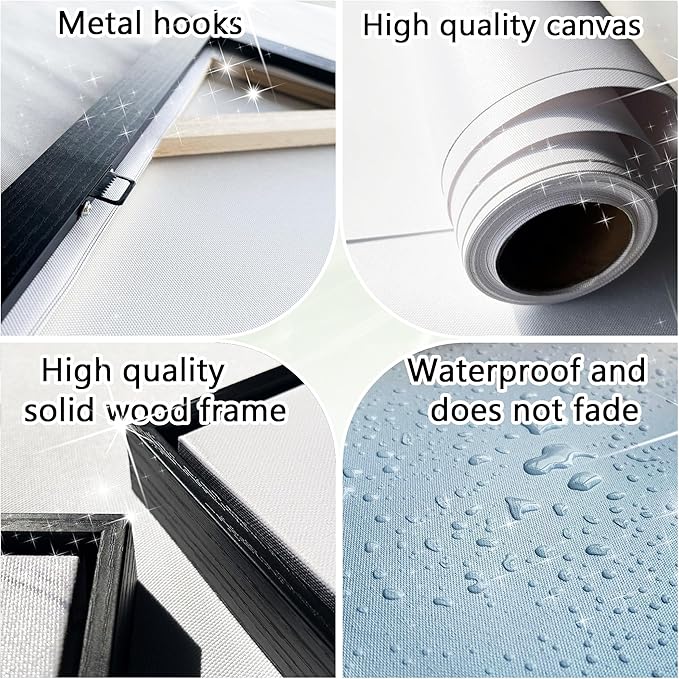 Large Flower Pictures Wall Art White Floral Modern Painting Wall Decor for Living Room Framed Artwork for Walls Bedroom Wall Decor Above Bed 24×48IN