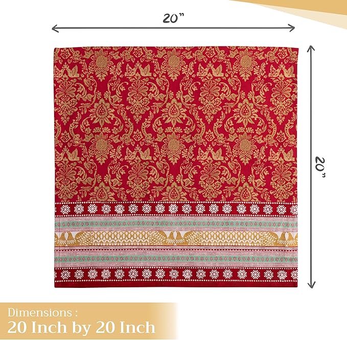 Maison d' Hermine Cloth Napkins Set of 4 100% Cotton Everyday Reusable Square Napkins Cloth Washable, Dinner, Party, Wedding, Restaurant (Sofia, 20" x 20")