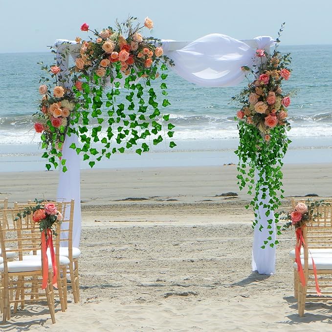 Sggvecsy 6 Pack 42Ft Fake Vines Fake Ivy Leaves Artificial Ivy Leaf Plants Artificial Ivy Garland Greenery Hanging Plants Vines for Wedding Wall Party Home Room Kitchen Garden Decor