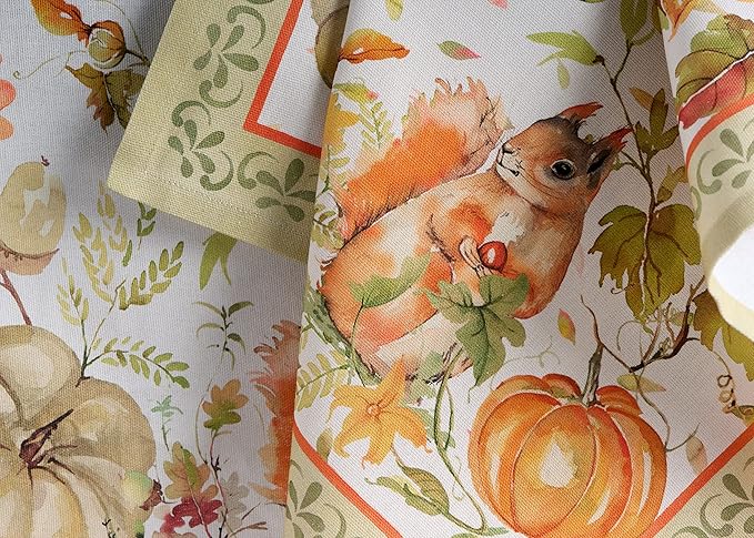 Maison d' Hermine Cloth Napkins Set of 4 100% Cotton Everyday Reusable Square Napkins Cloth Washable, Dinner, Party, Wedding, Restaurant (Pumpkin Passion, 20" x 20")