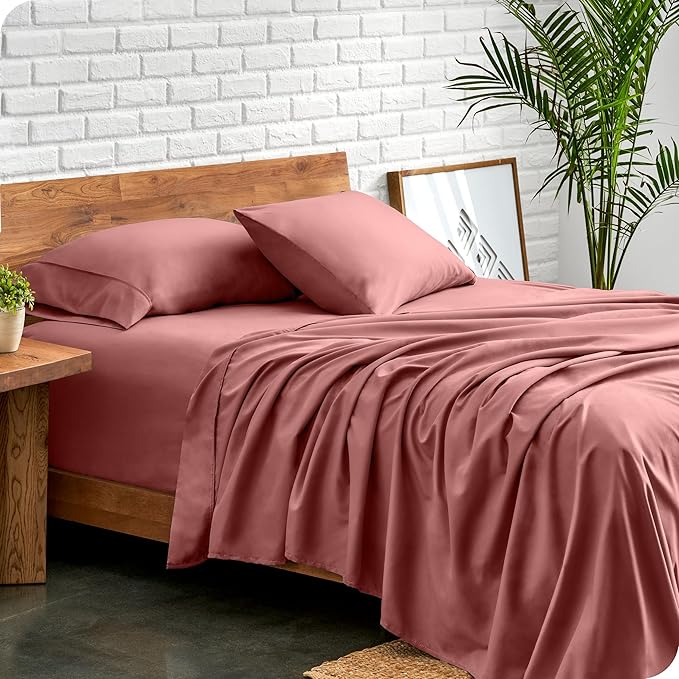 Bare Home Full Sheet Set - Luxury 1800 Ultra-Soft Microfiber Full Bed Sheets - Double Brushed - Deep Pockets - Easy Fit - 4 Piece Set - Bedding Sheets & Pillowcases (Full, Dusty Rose)