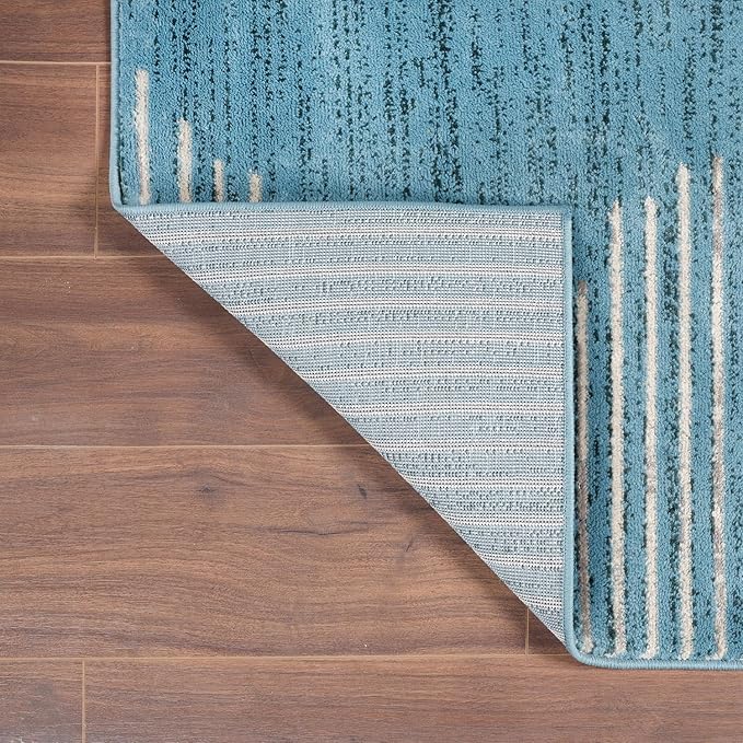 Rugshop Bohemian Stripe Stain Resistant High Traffic Living Room Kitchen Bedroom Dining Home Office Area Rug 5' x 7' Blue