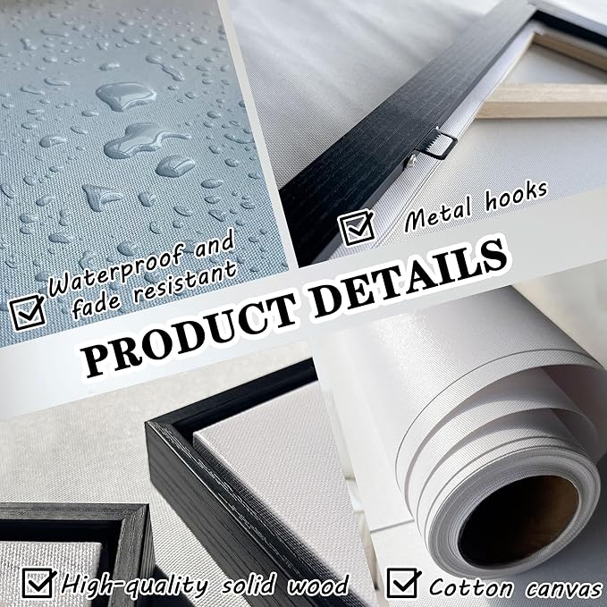 Forest Canvas Wall Art for Living Room - Navy Blue Bedroom Wall Art, Landscape Pictures Wall Decor, Forest Painting, Framed Nature Tree Artwork Walls 29×58IN