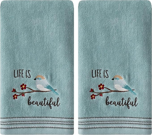 SKL Home by Saturday Knight Ltd. Life Is Beautiful 2 Pc Hand Towel Set, Aqua