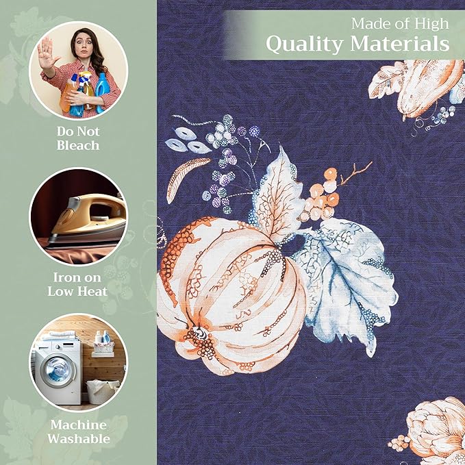 Maison d' Hermine Cloth Napkins Set of 4 100% Cotton Everyday Reusable Square Napkins Cloth Washable, Dinner, Party, Wedding, Restaurant (Pumpkin Blues, 20" x 20")