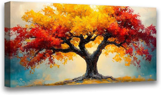 Abstract Wall Art Canvas Print Tree of Life Painting Bathroom Decor Paintings Modern Style Living Room Bedroom Office Home Kitchen Decor Nature Landscape Artwork Wooden Frame 20x40 inches