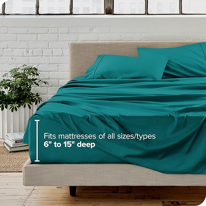 Bare Home Full Sheet Set - Luxury 1800 Ultra-Soft Microfiber Full Bed Sheets - Double Brushed - Deep Pockets - Easy Fit - 4 Piece Set - Bedding Sheets & Pillowcases (Full, Emerald)
