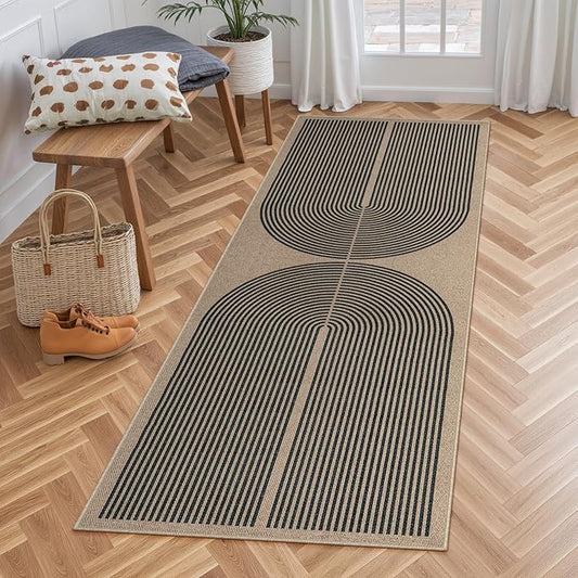 Lahome Modern Rainbow Easy Jute Outdoor Runner Rug, 2x6 Runners for Hallways Washable Laundry Room Rug, Farmhouse Non Slip Indoor Outdoor Carpet for Kitchen Floor Entryway