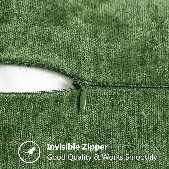 decorUhome Christmas Chenille Soft Throw Pillow Covers 24x24 Set of 2, Farmhouse Velvet Neutral Decorative Euro Fall Pillow Covers with Stitched Edge for Couch Sofa Bed Home Decor, Forest Elf