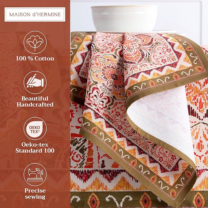 Maison d' Hermine Cloth Napkins Set of 4 100% Cotton Everyday Reusable Square Napkins Cloth Washable, Dinner, Party, Wedding, Restaurant (Damask, 20" x 20")