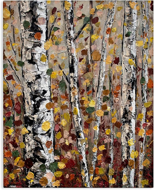Stupell Industries Autumn Birch Trees Abstract Leaves Canvas Wall Art, Design by Jen Seeley