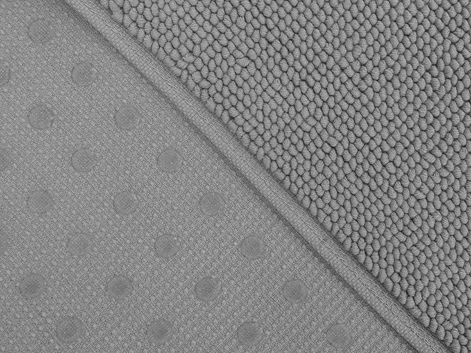 Cotton Paradise 100% Cotton Non Slip Bath Mats for Bathroom, 17x24 inch Soft Absorbent Quick Dry Machine Washable Floor Bath Mat, Light Grey