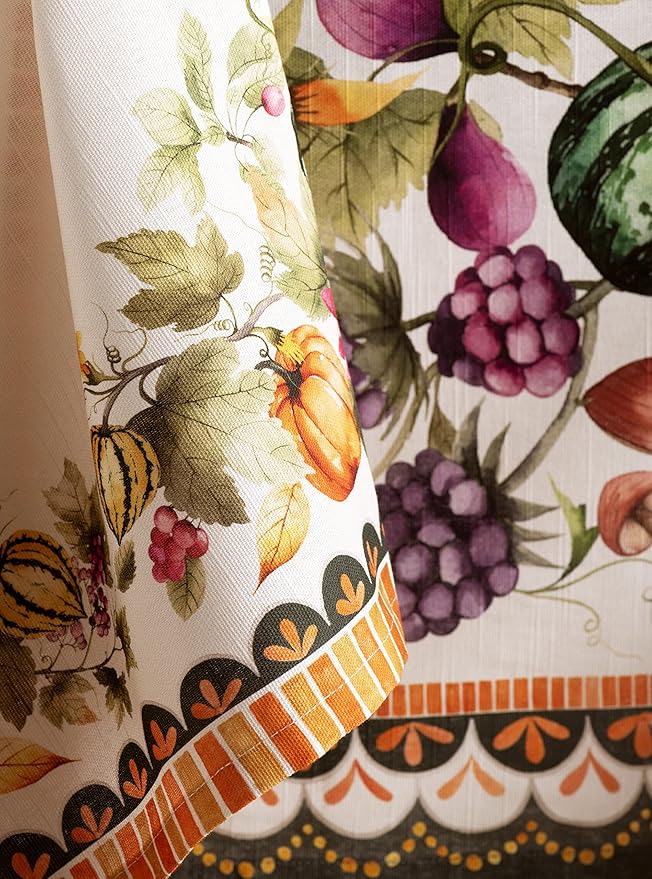 Maison d' Hermine Cloth Napkins Set of 4 100% Cotton Everyday Reusable Square Napkins Cloth Washable, Dinner, Party, Wedding, Restaurant (Pumpkin Garden - Cloudy Cream, 20" x 20")