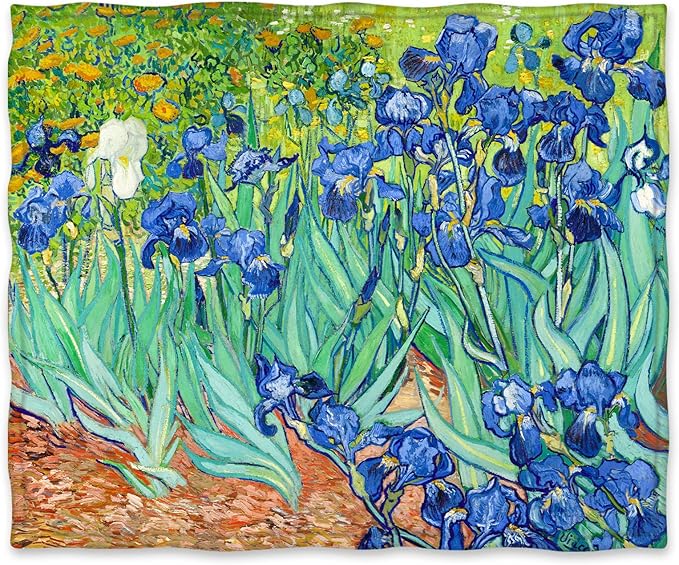 Jekeno Irises Floral Blanket Flower Gifts for Women Kids Girls Home Bedroom Birthday Christmas Flowers Floral Decor Soft Cozy Lightweight Throw Blankets 60"x80"