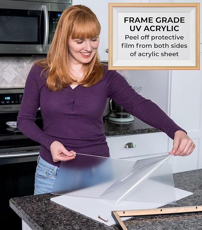 20x29 Frame Black Real Wood Picture Frame Width 0.75 Inches | Interior Frame Depth 0.5 Inches | Noir Classique Mid Century Photo Frame Complete with UV Acrylic, Foam Board Backing & Hanging Hardware