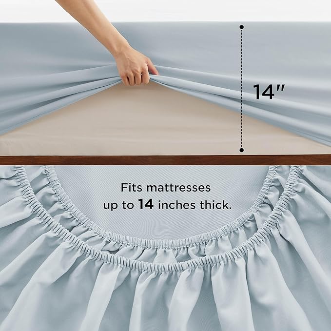 Bedsure Grayish Blue California King Comforter Set - Cal King Bed Set 7 Pieces, Cali King Bedding Set with Comforter, Sheets, Pillowcases & Shams