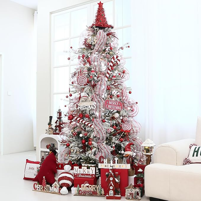 Sea Team 36-Pack Shatterproof Plastic Christmas Ball Ornaments Set, Multi-Size Christmas Baubles, Hanging Decorations for Xmas Tree, Wreath, Garland, (1.57-3.15 Inches, Red)