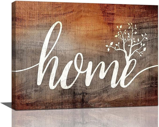 Rustic Home Quotes Canvas Painting Print - Modern Family Decor Artwork - Framed for Living Room, Bathroom, Master Bedroom, Dining Room - 16"x12"