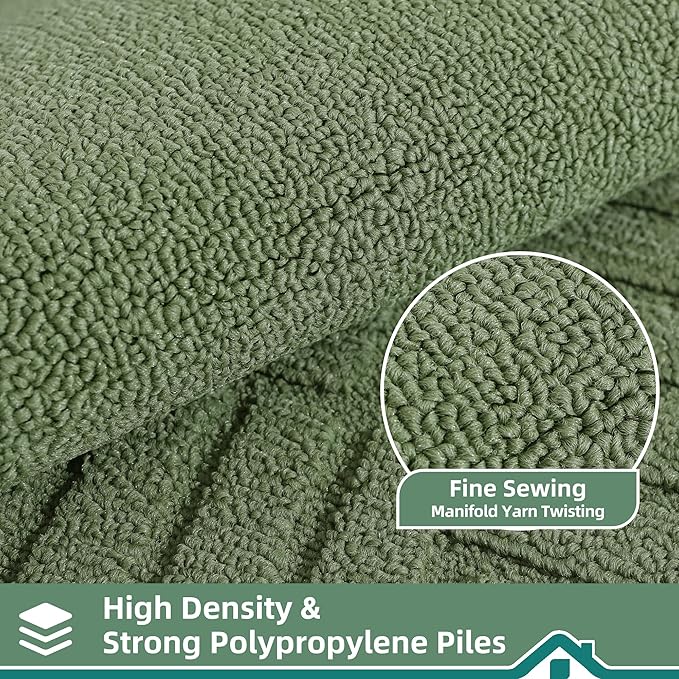 BEQHAUSE-Kitchen-Rugs-Non-Slip-Kitchen-Mats-for-Floor Machine Washable Kitchen Rugs 2 Pieces Kitchen Carpet Runner with TPR Backing,Green,24x35inch/24x60inch