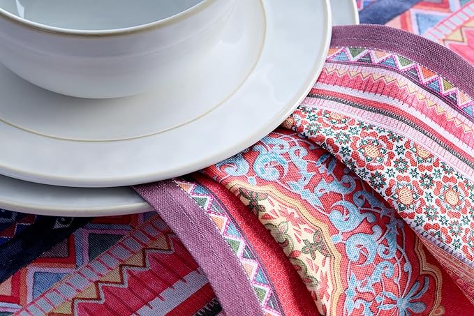 Maison d' Hermine Cloth Napkins Set of 4 100% Cotton Everyday Reusable Square Napkins Cloth Washable, Dinner, Party, Wedding, Restaurant (Ispahan, 20" x 20")