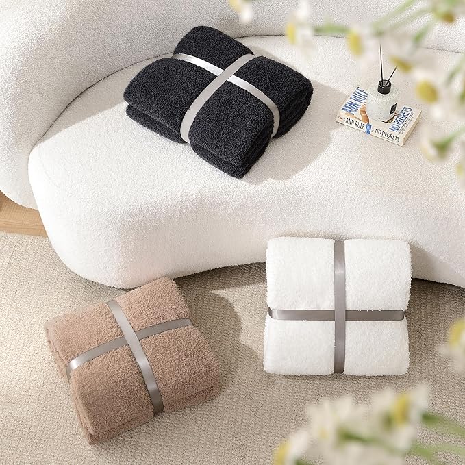 Knit Throw Blanket Super Soft Warm Blanket for Couch Lightweight Fluffy Blanket for Bed Sofa 50x60 Inches Dusty Rose