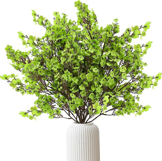 Sggvecsy 10 Pcs Babys Breath Artificial Flowers Gypsophila Bouquets Bulk Real Touch Fake Silk Flowers for Home Wedding DIY Floral Arrangement Kitchen Table Centerpiece Festival Decoration (Green)