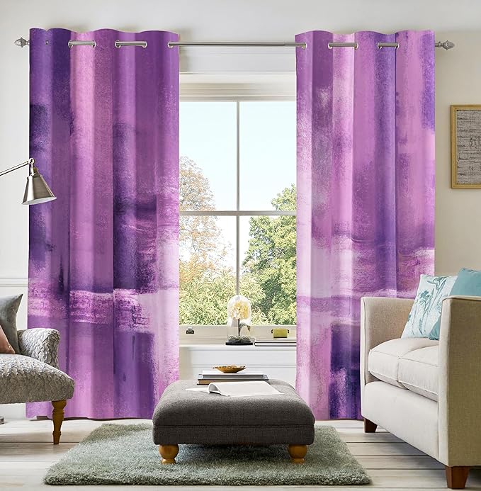 Asuexpect Purple Curtains 2 Panels Abstract Rust Curtain Room Darkening Grommet Window Treatments Modern Decorative for Bedroom Living Room, 52x96 Inches