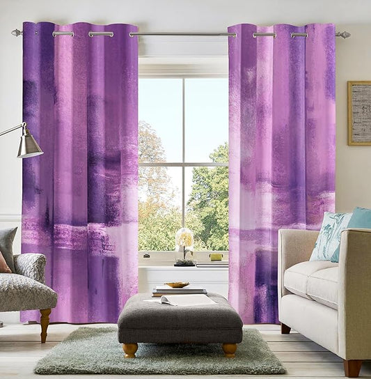 Asuexpect Purple Curtains 2 Panels Abstract Rust Curtain Room Darkening Grommet Window Treatments Modern Decorative for Bedroom Living Room, 52x96 Inches