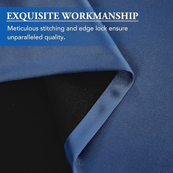 Beauoop 100% Blackout Curtains 84 Inches Long for Patio Sliding Door Blue Solid Extra Wide Room Darkening Thermal Insulated Room Divider Soundproof Grommet Window Treatment Drapes,100x84 Set of 1