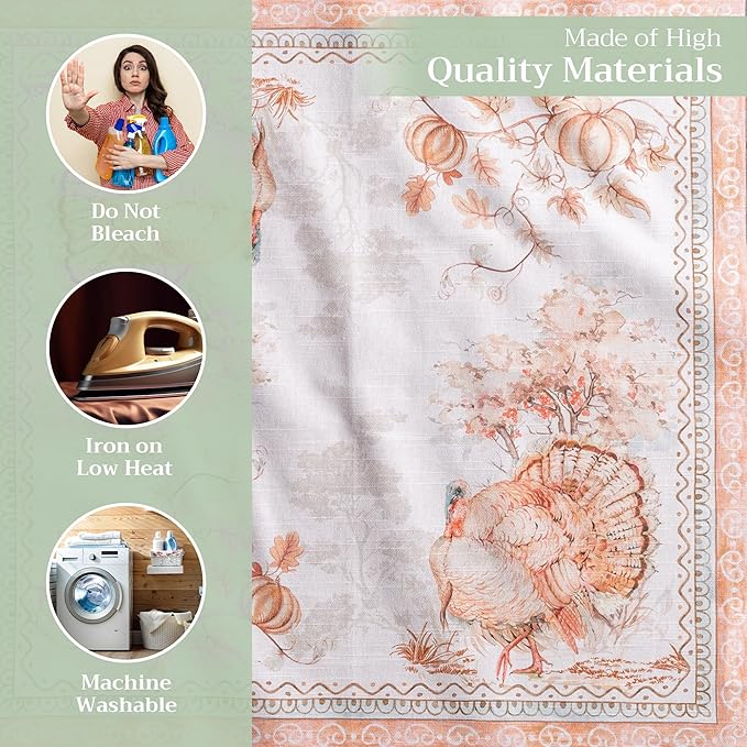 Maison d' Hermine Cloth Napkins Set of 4 100% Cotton Everyday Reusable Square Napkins Cloth Washable, Dinner, Party, Wedding, Restaurant (Giving Thanks, 20" x 20")