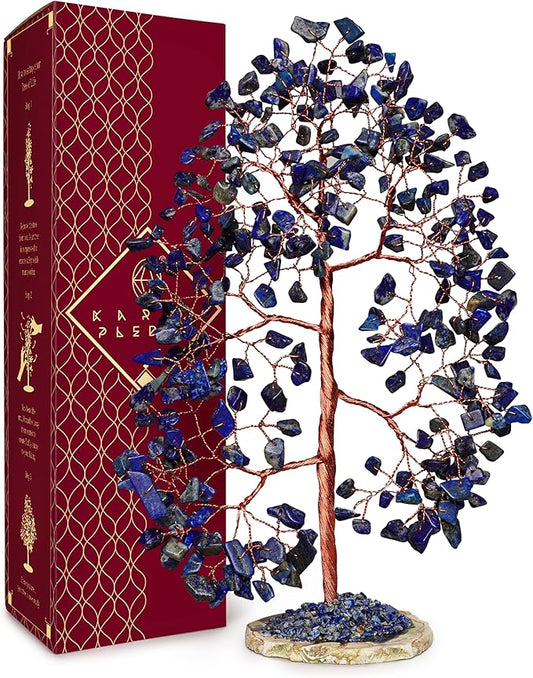 Crystal Trees for Home and Office Decoration, Lapis Lazuli Chakra Healing Crystals Feng Shui Handmade Trees for Positive Energy, Money, Good Luck, Christmas Decor, Birthday Gifts for Women, Mom