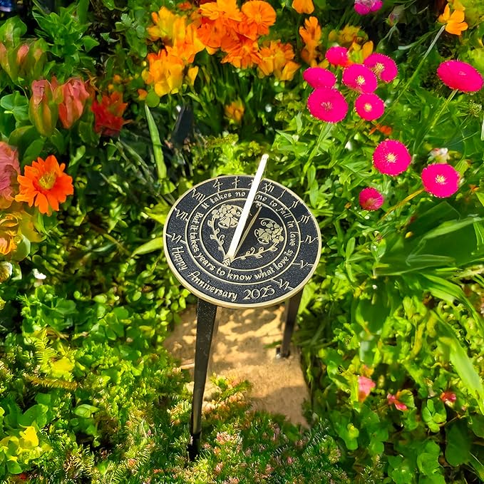 Anniversary Sundial Gift for Any Wedding Anniversary in 2025 - What Love is - Recycled Metal Home Decor Or Garden Present Idea - Handmade in UK for Him, Her Parents Or Couples Celebration