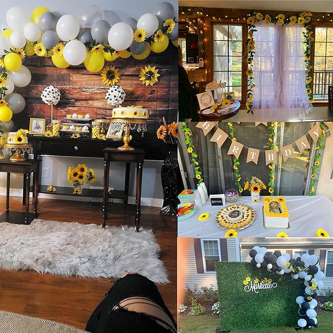 UKELER 2 Pack Artificial Sunflower Vines Fake Hanging Garland Yellow Sunflower Floral Vine Artificial Flowers for Home Hotel Office Wedding Party Garden Craft Art Décor