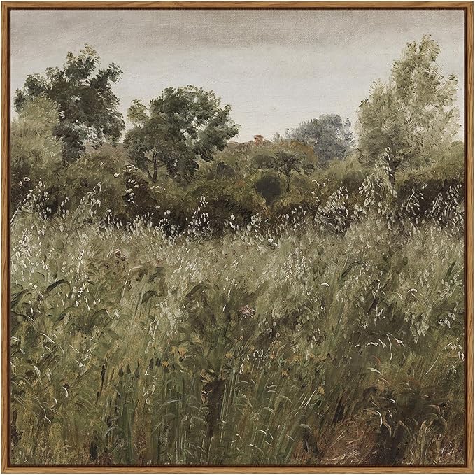 InSimSea Square Framed Canvas Wall Art, Vintage Decor Farmhouse Classical Field Wall Art Prints, Desk Decor, Natural Oil Paintings Home Decor for Living Room Bedroom, Kitchen, Office 16"x16"