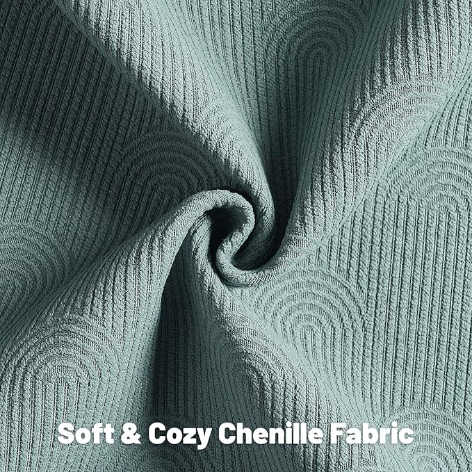 FUTEI Haze Blue Chenille Decorative Throw Pillow Covers 18x18 Inch Set of 2,Soft Cozy Striped Geometric Patterns Cushion Case,Modern Home Decor for Couch Bed Living Room