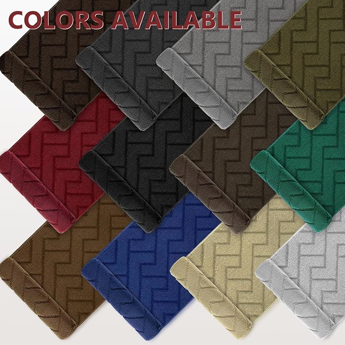 hicorfe Kitchen Rugs and Mats Sets,2 Pieces Super Absorbent Polypropylene Non-Slip Rug,Soft Comfort Floor Mat,Machine Wash for Kitchen,Hallway,Office,Sink,Laundry(20" x 31.5" Plus 20" x 48",Red