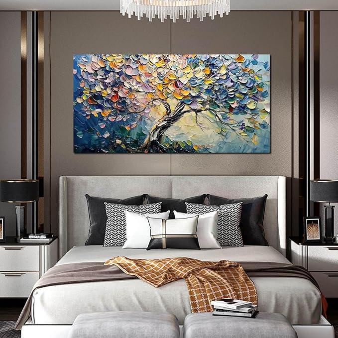 AOZEMI Tree Wall Decor for Living Room Colorful Wall Art Picture Large Artwork Abstract Canvas Art for Office Bedroom 29"x59"