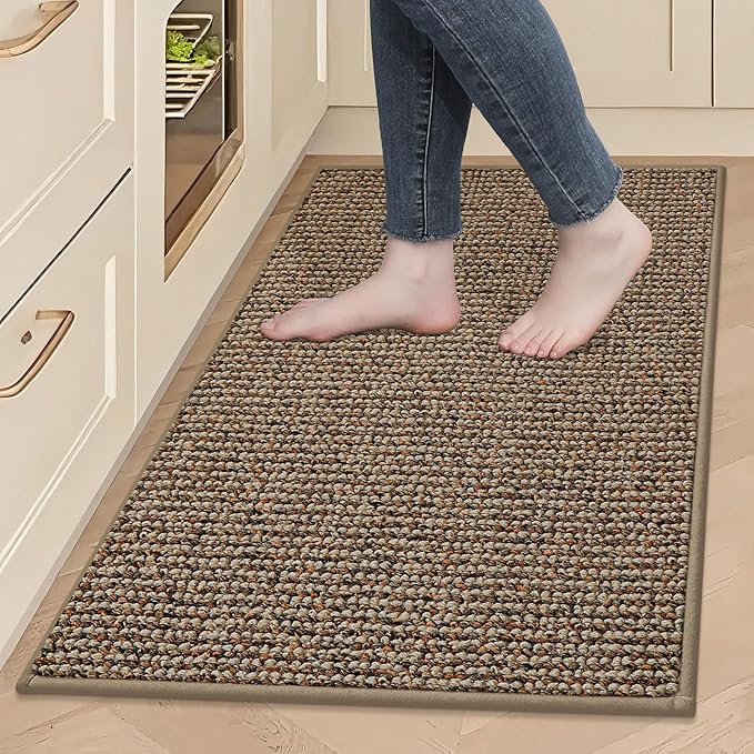 BEQHAUSE Kitchen Rugs 24"x36", Non-Slip Kitchen Mats for Floor, Super Absorbent and Stain Resistant Kitchen Rugs, Machine Washable Rugs for Kitchen, Hallway, Laundry & Sink, Taupe