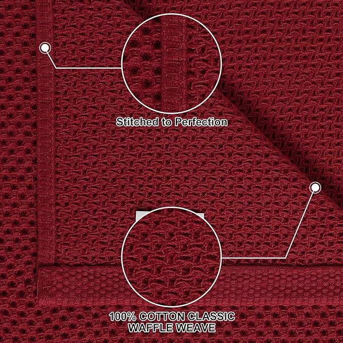 Homaxy 100% Cotton Kitchen Towels and Dishcloths Set, 12 x 12 Inches and 13 x 28 Inches, Set of 10 Bulk Kitchen Towels Set, Ultra Soft Absorbent Dish Cloths for Washing Dishes, Burgundy