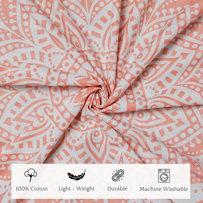 RAJRANG Ombre Mandala Tapestry Rose Gold Wall Hanging Hippie Cotton Tapestries Beach Throw College Dorm Decor Bohemian Boho Bedsheet King 90x108 Inches