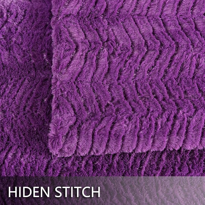 YUSOKI Luxury Faux Fur Twin XL Blanket for Twin XL Bed 2 Layers,5.2lb,All Ages,Home Decoration Without Pillows(Purple,63"x90")
