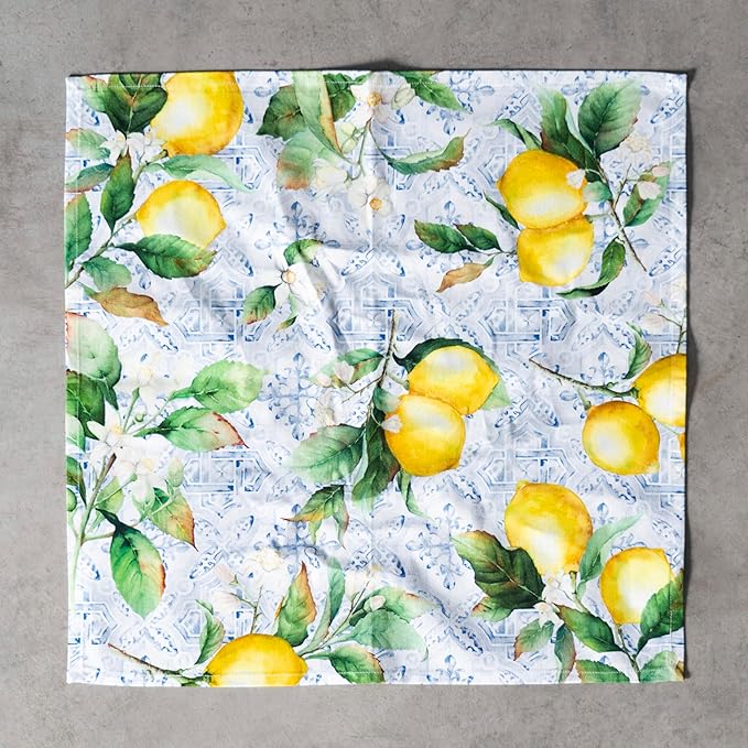 Maison d' Hermine Cloth Napkins Set of 4 100% Cotton Everyday Reusable Square Napkins Cloth Washable, Dinner, Party, Wedding, Restaurant, Spring/Summer (Citrus, 20" x 20")