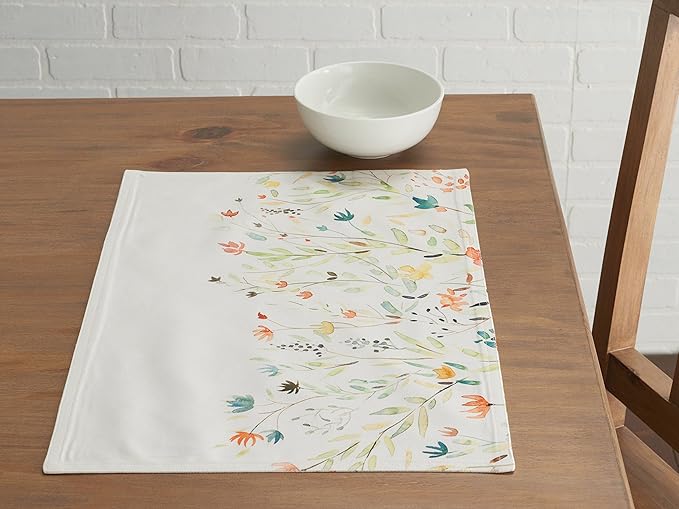 Maison d' Hermine Placemats Set of 2 100% Cotton Washable Cloth Place Mats, Reusable Table Mats for Kitchen Dining Decoration, Party, Wedding, Restaurant Spring/Summer (Colmar, 13" x 19")