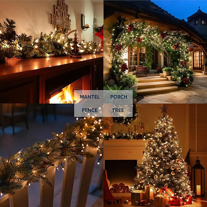 Joiedomi Clear Christmas String Lights Indoor,450(3x150) Mini Warm White Fairy Light,93.6FT Lighting Decor for Patio Dorm Classroom Bedroom Holiday Wedding Party Garland Birthday Festival,Green Wire