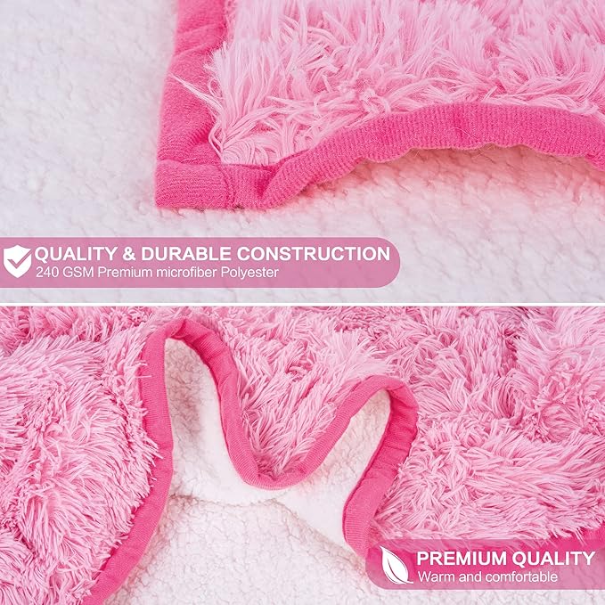 Flamingo Wearable Hooded Blanket for Adults - Fluffy Super Soft Shaggy Faux Fur, Fuzzy Warm Cozy Plush Furry Fleece & Sherpa Hoodie Throw Cloak Wrap - Flamingo Gifts for Women Adults and Kids