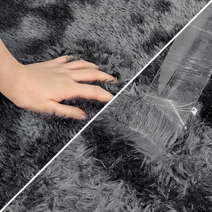 Small Tie-Dyed Area Rug for Bedroom 2x3 Mini Black Grey Fluffy Rug Mat Bedside Throw Rug for Kids Room Boys Teens Nursery Baby Dorm Living Room Home Decor Aesthetic Carpets