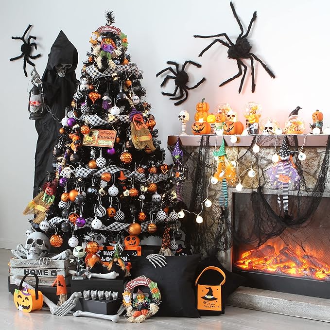 Sea Team 41-Pack Christmas Ball Ornaments with Strings, 60mm/2.36-Inch Small Size Baubles, Shatterproof Plastic Christmas Bulbs, Hanging Decorations for Xmas Tree, Holiday, Wedding, Party, Orange