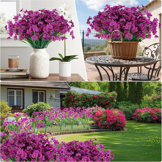 20 Bundles Artificial Flowers for Outdoors or Indoor Garden Home Decoration,No Fade Fake Flowers Faux Plants for Decoration Hanging Planters,Porch Window Box Garden Wedding Farmhouse Fake Plants